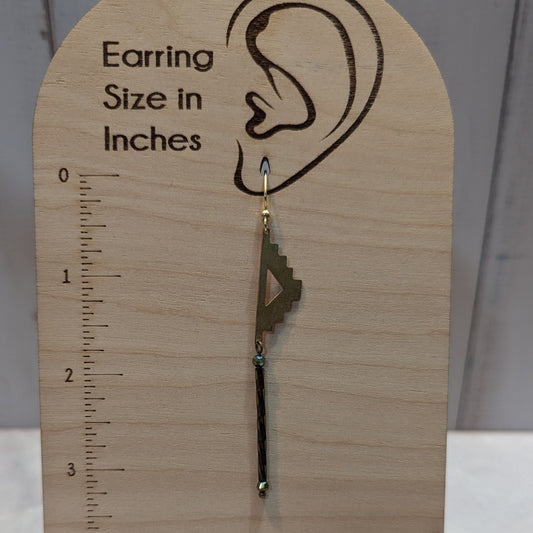 Geometric Brass & Iridescent Tube Dangle Earrings