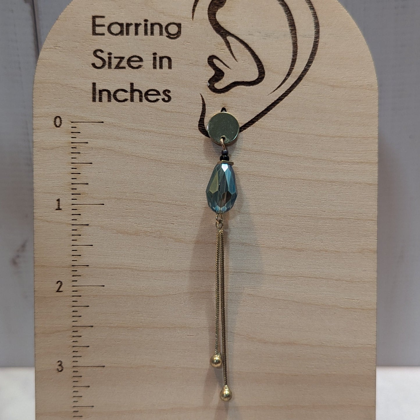 Iridescent Crystal & Brass Chain Tassel Earrings