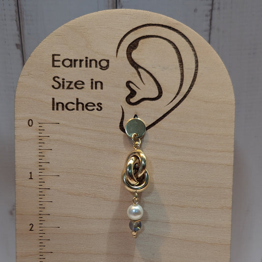 Gold-Tone Knotted Link & Pearl Drop Earrings