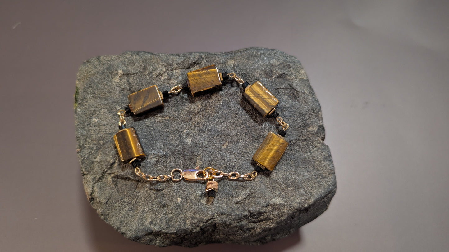 Golden Chatoyant Rectangular Stone Bracelet