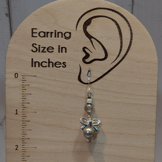 Silver Bow & Freshwater Pearl Drop Earrings