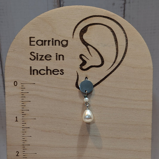 Sterling Silver Disc & Pearl Teardrop Earrings