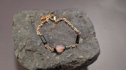 Peach & Metallic Station Bracelet