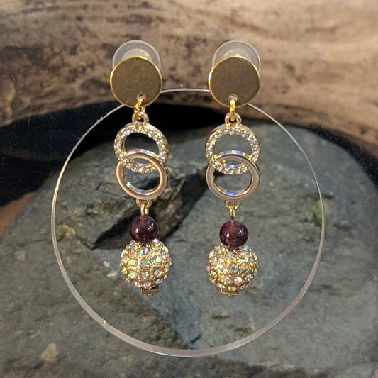 Garnet & Pavé Ball Drop Earrings
