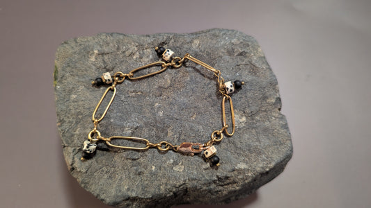 Spotted Stone & Elongated Link Bracelet